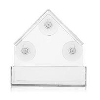 Acrylic Transparent Mounted Birdhouse Feeder Food Bird Cup Feeding Tool Suction Transparent white
