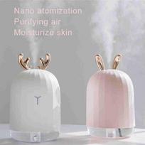 Cute Air Humidifier Ultrasonic Aroma Essential Diffuser Home Car USB Fogger Mist Maker 220 ml rožinė