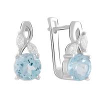 Silver earrings with natural topaz 2.813ct (2018735) šviesiai dangaus mėlyna spalva