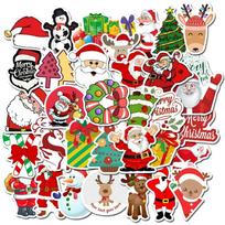 50 vnt Kawaii Spalvingas Kalėdinis lipdukas Kalėdų Senelis Sniego senelis Kalėdų eglutė nešiojamas riedlentė labai plona Naujųjų metų dovanų lipdukas 50pcs red