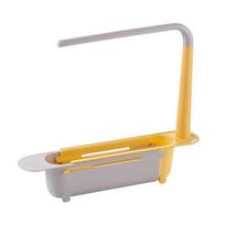 Telescopic Sink Storage Rack Kitchen Sinks Shelf Organizer Soap Sponge Holders Sink Drain Basket Kitchen Gadgets Accessories Tool geltona