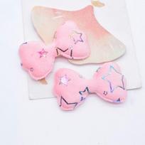 24Pcs 58*35mm Short Plush Bronzing Pattern Bow Appliques for Clothes Hat Sewing Patches DIY Baby Headwear Hair Clips Accessories rožinė