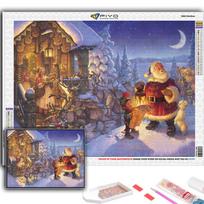 Deimantinė tapyba Kalėdų eglutė Santa Sniego senis Siuvinėjimas Kryželiu Kalnų krištolas Namų dekoras Full Round 20X30CM black