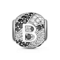 Round Pave Abc Letter Of The Alphabet 925 Sterling Silver Beads Charm Fit Original Fashion Diy Bracelets For Women Gift Jewelry
