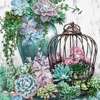 5D Diy Diamond Painting Succulent Garden Diamond Embroidery Full Lay Anime Cross Stitch Kits Home Decor Handmade Gift Round 25x25cm