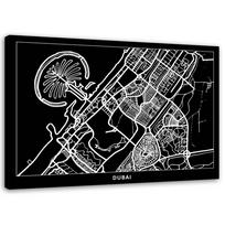 Canvas print, Dubai city plan 60x40 juoda/balta