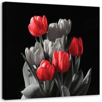 Spaudinys ant drobės Tulip Blossom Red Grey 30x30 raudona
