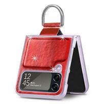 Slim Fitted Phone Bag Finger Ring Case For Samsung Galaxy Z Flip 4 5g Flip4 Flip3 Flip 3 Anti -Knock Cover For Samsung Flip4 for Samsung Z Flip 3 raudona