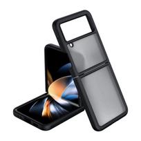 Samsung Z Flip 4 dėklas, draugiškas odai, itin plonas sulankstomas dėklas Galaxy Z Flip 4 Flip4, smūgiams atsparus permatomas minkštas galinis dangtelis Z Flip 4 tamsiai mėlyna spalva