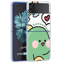 Dinosaur Cartoon Case For Samsung Galaxy Z Flip 4 5g Transparent Hard Cell Phone Cover Zflip Clear Pc Luxury Shell Coque Samsung Z Flip4 5G