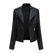 Moteriška mada odinė striukė Slim Fit pavasario rudens striukė motociklininkams Striukė su užtrauktuku 4XL juoda