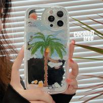 Aliejinio tapybos meno kokoso medis veidrodis apvalus smūgiams atsparus telefono dėklas iPhone 14 13 Pro Max Plus 11 12 Promax animacinis galinis dangtelis for iphone 11 gray
