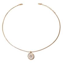 Brass 18K True Gold/Natural Fritillaria/Zircon Korean Design and Temperament New Necklace Shell Necklace Ornament for Women 41.7CM white