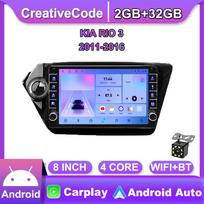 2Din Android WiFi Car Radio Multimedia Player GPS navigacija, skirta KIA RIO 3 2011-2016 Su mygtuko rankenėle Stereo Carplay 2+32GB 2+32GB