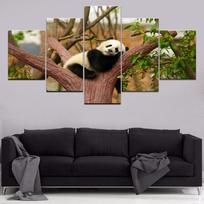 Moduliniai Panda Gyvūnų Sienų Meno Paveikslai HD Spaudiniai Drobės Tapyba Vaikų Kambariui 5 Dalys Kūrybingas Namų Dekoras Dovana Meno Kūrinys Plakatas 20x35cm*2  20x45cm*2  20x55cm*1 brown