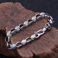 Xsl Jiamei S925 Thai Silver Skull Bracelet Domaine Retro Hip Hop Men Women Friends Fine Jewelry Gift 22CM