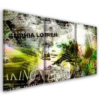 Three piece picture canvas print Sophia Loren 60x40 žalia