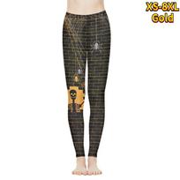 Womens Blue Skeleton Prints Stretch Yoga Leggings Fitness Running Gym Sports Active Pants 8XL geltona