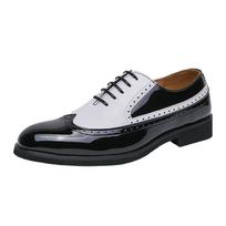 Tide Men's Brogue Leather Shoes Walking Casual Shoes Male Office Business Footwear All Seasons 38 juoda