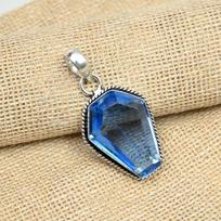 Tanzanite Gemstone Handmade Solid 925 Silver Pendant Memorial Gift Jewelry For Her 1.57 Inches mėlyna