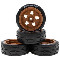 Nuotolinio valdymo bekelės automobilio padangos 65*45*26mm 4vnt. Pakeitimas TAMIYA TT02 XV01 HSP 94123 HPI geltona