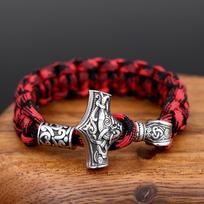 Šiaurės Vikingų Nerūdijančio Plieno Titano Plieno Toro Plaktukas Paracord Apyrankė Rankų Darbo Vyriški Papuošalai Camouflage Red 23cm
