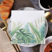 Vienkartinė vakarėlio servetėlė, dvisluoksnė 20 vienetų / pakuotė žalių lapų raštas 20Pcs white