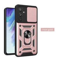 Slide Camera Lens Case For Samsung Galaxy A54 A53 A14 A04S S22 S23 Ultra Xiaomi Redmi Note 12 11 Pro iPhone 15 14 13 12 11 Pro Max Armor Ring Cover For Samsung Galaxy A04 rožinio aukso spalvos