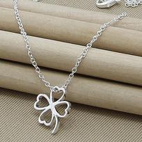 Fashion Silver 925 Necklace Lucky Four-Leaf Clover Pendant Necklace Women Female Valentine 'S Day Jewelry Gifts