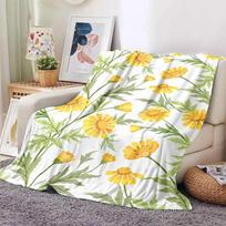 Cartoon Chrysanthemum Pattern Manta Sofa Bed Cover Soft  Blanket Plaid Soft Warm Flannel Throw Noon Break Blankets Fans Gif 125x150cm 50x60inch