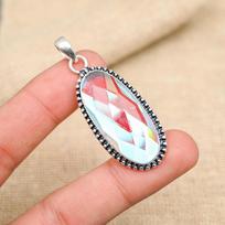 Charming Mystic Topaz Gemstone Handmade 925 Sterling Silver Pendant Jewelry 1.97 Inches balta