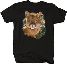 Cougar Head Staring At You Snow Trees Wildlife Nature Predator Unisex marškinėliai XXXXL brown
