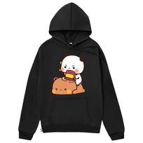 Funny Bubu and Dudu Brownie Bear Couple Hoodie Girl Kawaii Cute Print Sweatshirt Women Clothes Unisex Casual Winter Autumn Hoody L
