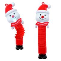Glowing Stretch Snail Decompression Toy Santa Claus with Light Telescopic Tube