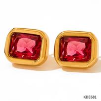 Retro, Fashionable, High-end Red Zirconium Earrings for Women, Light Luxury, Exquisite Stainless Steel Temperament, Versatile Ear Accessories white