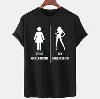 Your Girlfriend vs My Girlfriend Unisex Humor Marškinėliai Juokingi grafiniai marškinėliai Gothic Hip Hop Top Vyriški Harajuku Ulzzang Marškinėliai Unisex L