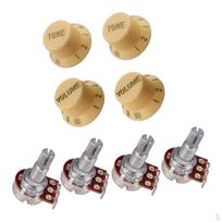 Bosinės gitaros potenciometras 25K 18mm valdymo rankenėlės priedų rinkinys beige