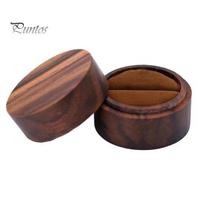 Ring Box Vintage medinių žiedų laikymo dėžutė Dvigubo žiedo vitrinos pasiūlymo sužadėtuvėms Valentino dienai Single ruda