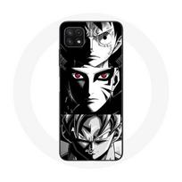 Coque pour Samsung Galaxy A22 5G Sangoku Naruto Luffy one piece Dragon Ball Z fond noir et blanc anime manga balta