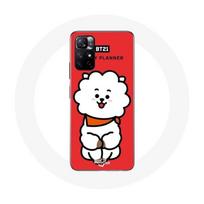 Coque pour Xiaomi Redmi Note 11s 5G BTS Bangtan Garçons BT21 RJ de Jin Fond Rouge raudona