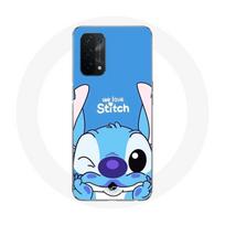 Coque pour Oppo A74 5G Stitch mignon fond bleu mėlyna