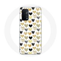 Coque pour Oppo A74 Fond de texture abstraite coeurs noir jaune et gris