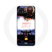 Coque pour Samsung Galaxy A22 5G Formule 1 Max Verstappen Pilote de F1 noir rouge et jaune