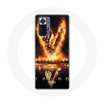 Coque pour Xiaomi Redmi Note 10 Pro Vikings Série Saison 6 logo V Epée de Feu Fond Noir juoda