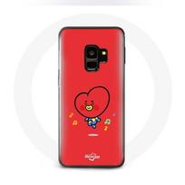 Coque pour Samsung Galaxy S9 BTS Bangtan Garçons BT21 TATA V Fond Rouge