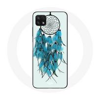 Coque pour Samsung Galaxy A22 5G Attrape Rêve Bleu Fond Blanc balta