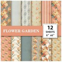12Pcs Material Paper Vintage Journal Paper Elegant Flower Pattern Scrapbooking Paper DIY Craft Supplies A beige