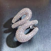 CMM Luxury Fashion visiškai mikro asfaltuotas AAA kubinio cirkonio kūrybinis netaisyklingas reguliuojamas kokteilių vakarėlio žiedas moterims balto aukso spalvos