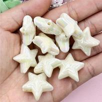Spalvinga pentagrama Rankų darbo medžiaga Akrilas Palaidas karoliukas 22.8mm DIY Papuošalų gamyba 10 vnt. Papuošalų aksesuaras smėlis