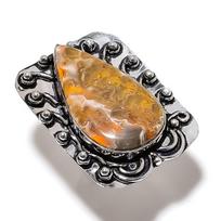 Natural Bumblebee Jasper Gemstone 925 Sterling Silver Gift Ring Size 8 N6E32 brown
